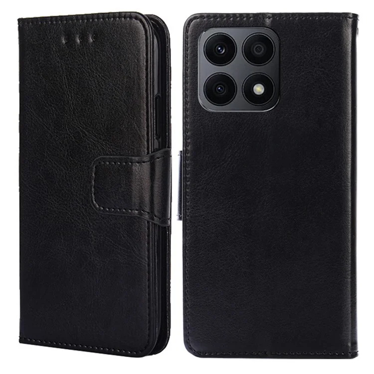 For Honor X8a 4G Funda de cartera de piel resistente a golpes con soporte plegable - Negro