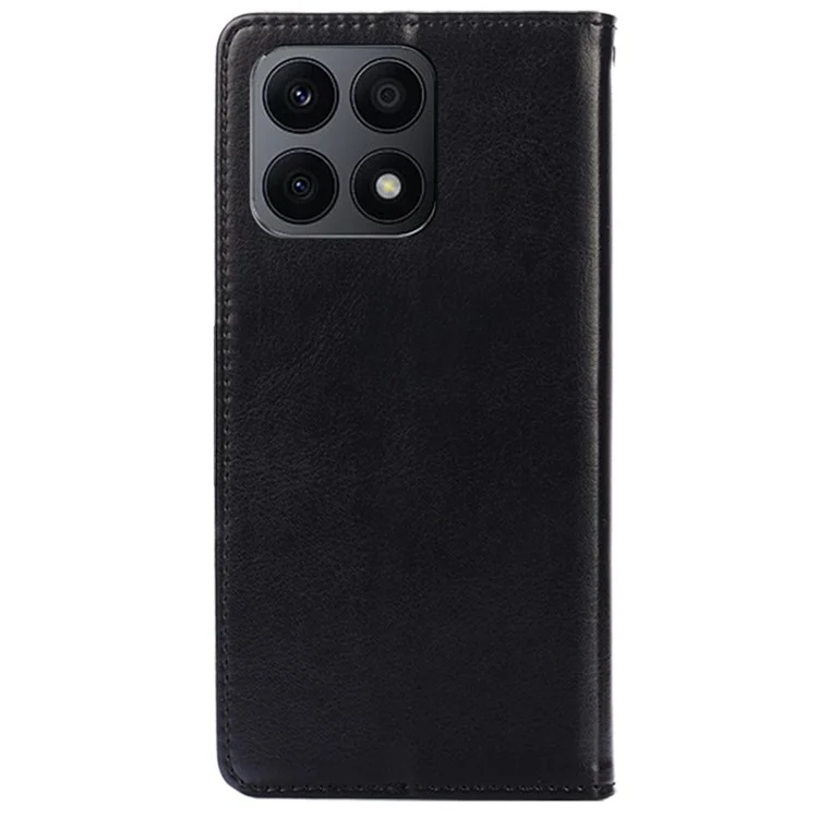 For Honor X8a 4G Funda de cartera de piel resistente a golpes con soporte plegable - Negro