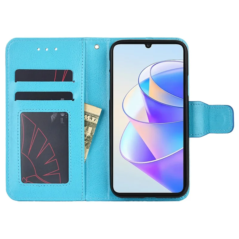 For Honor X8a 4G Carcasa de cartera de cuero resistente a los golpes Funda plegable - Azul bebé