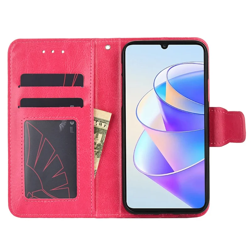 For Honor X8a 4G Shockproof Leather Wallet Phone Case Folding Stand Cover - Rose