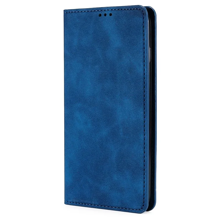 For Honor X8a 4G Card Holder PU Leather Flip Case Stand Skin-touch Feeling Cell Phone Cover - Blue