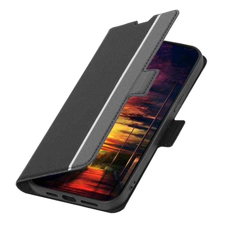 Pour Honor X8a 4G Twill Texture Phone Cover Card Holder Stand Anti-Scratch TPU+PU Leather Case - Noir