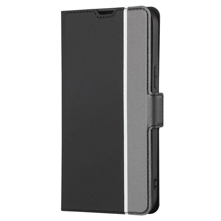 Pour Honor X8a 4G Twill Texture Phone Cover Card Holder Stand Anti-Scratch TPU+PU Leather Case - Noir