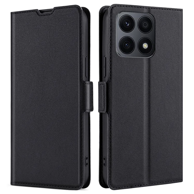 Étui de protection Pour Honor X8a 4G Ultra Mince en Cuir PU avec Support et Fente pour Carte - Noir