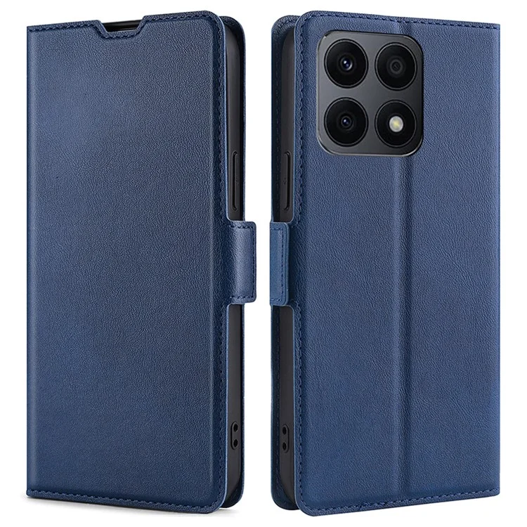 For Honor X8a 4G Ultra Thin Phone Case PU Leather Stand Card Slot Protective Cover - Blue