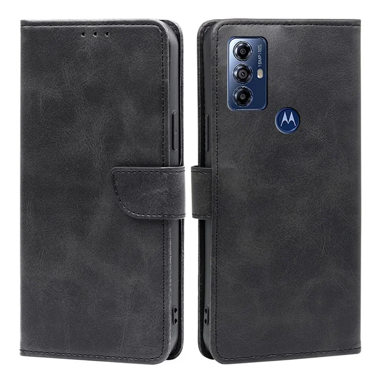 For Motorola Moto G Play (2023) 4G Anti-Fingerprint Wallet Phone Case Magnetic Clasp Stand Leather Phone Cover - Black