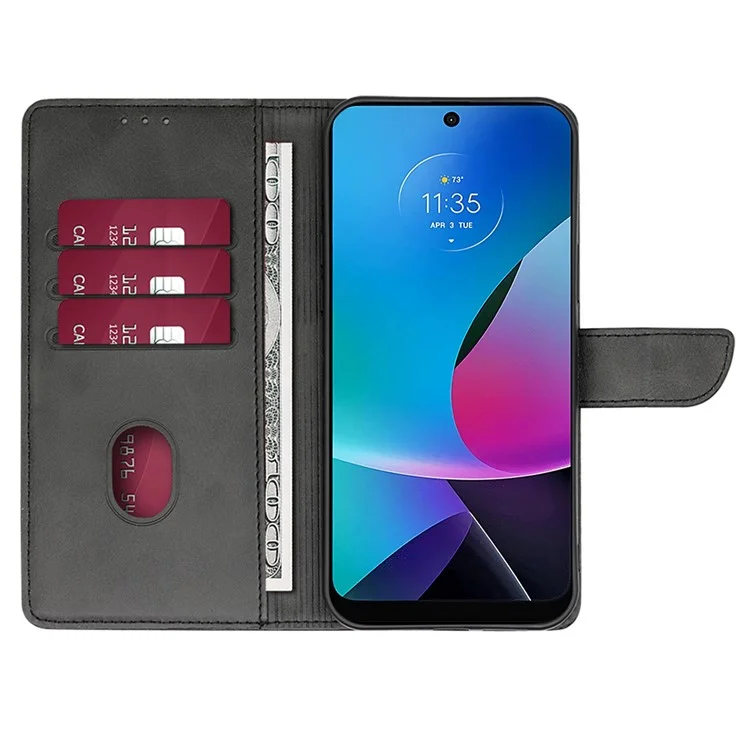 For Motorola Moto G Play (2023) 4G Anti-Fingerprint Wallet Phone Case Magnetic Clasp Stand Leather Phone Cover - Black
