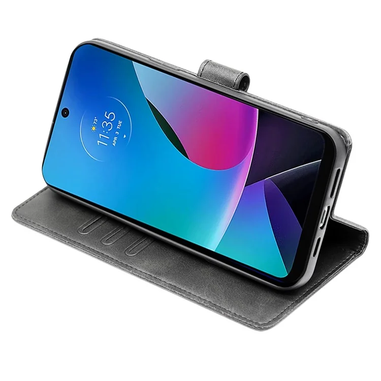 For Motorola Moto G Play (2023) 4G Anti-Fingerprint Wallet Phone Case Magnetic Clasp Stand Leather Phone Cover - Black