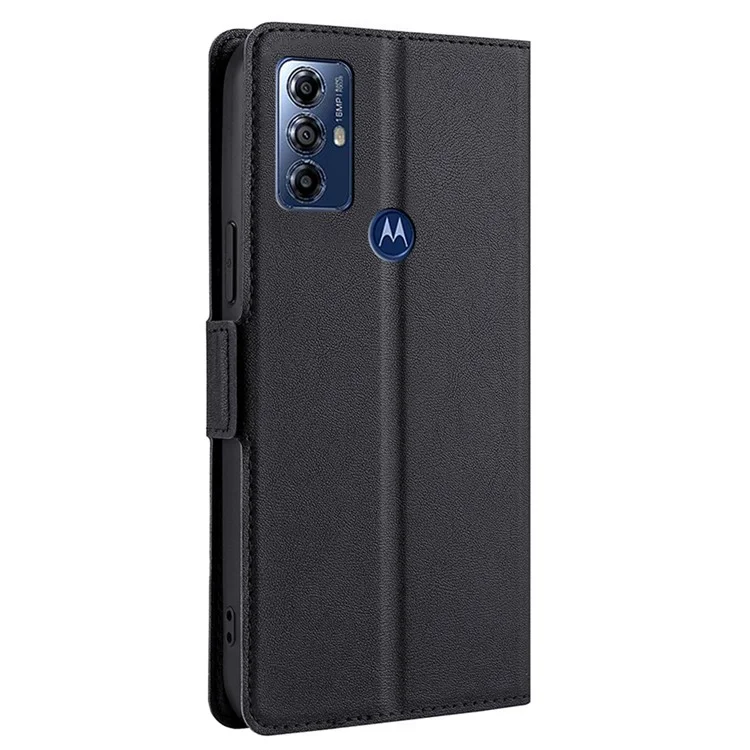 For Motorola Moto G Play (2023) 4G Smartphone Case Slim PU Leather Flip Folio Book Stand Cover with Card Holder - Black