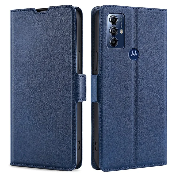 Для смартфона Motorola Moto G Play (2023) 4G Slim PU кожаный флип-чехол-книжка с подставкой и держателем для карт - синий