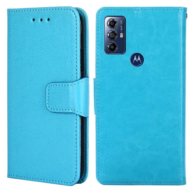 For Motorola Moto G Play (2023) 4G Leather Wallet Phone Case Anti-drop Folding Stand Cellphone Cover - Baby Blue