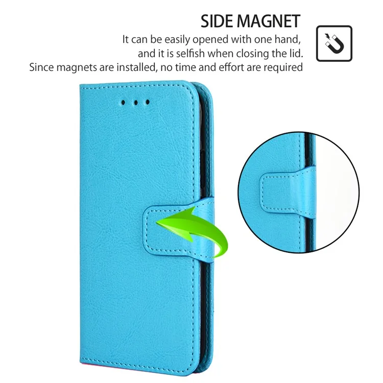 For Motorola Moto G Play (2023) 4G Leather Wallet Phone Case Anti-drop Folding Stand Cellphone Cover - Baby Blue