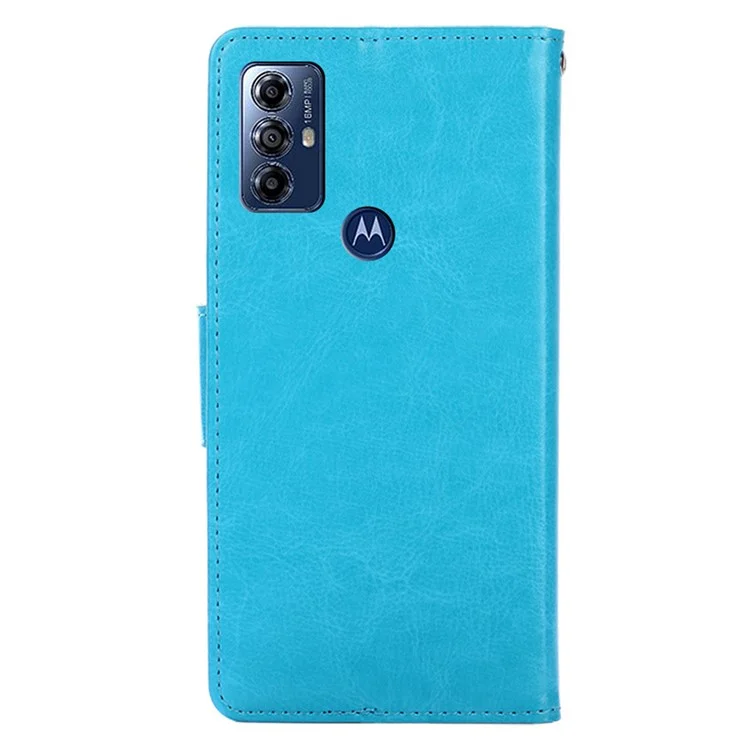 For Motorola Moto G Play (2023) 4G Leather Wallet Phone Case Anti-drop Folding Stand Cellphone Cover - Baby Blue