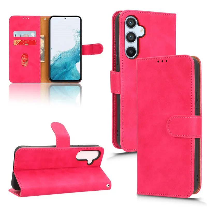 Per Samsung Galaxy M14 5G Custodia Portafoglio in Pelle con Supporto - Rosa