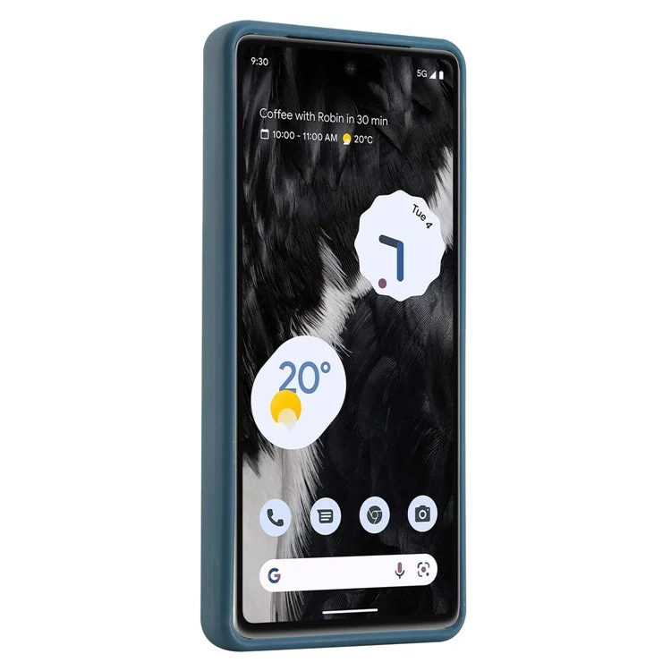 Für Google Pixel 7 5G Doppelkartenhalter PU Lederbeschichtete TPU -telefonhülle Kickstand Magnetic Cover - Blau