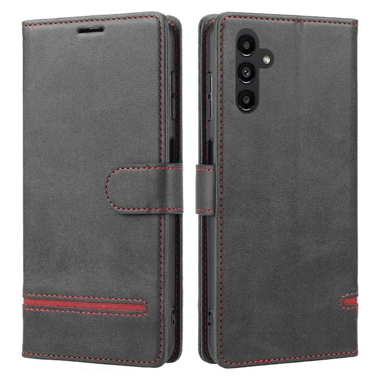 Per Samsung Galaxy A34 5G Custodia protettiva in pelle PU con linea orizzontale Stand Wallet Phone Cover - Nero
