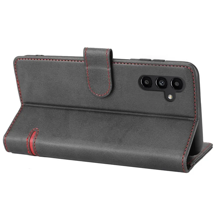 Per Samsung Galaxy A34 5G Custodia protettiva in pelle PU con linea orizzontale Stand Wallet Phone Cover - Nero