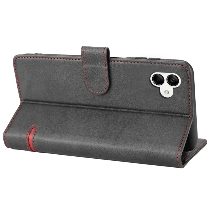 Pour Samsung Galaxy A04e 4G / F04 4G / M04 4G Horizontal Line PU Leather Flip Stand Case Wallet Cover - Black