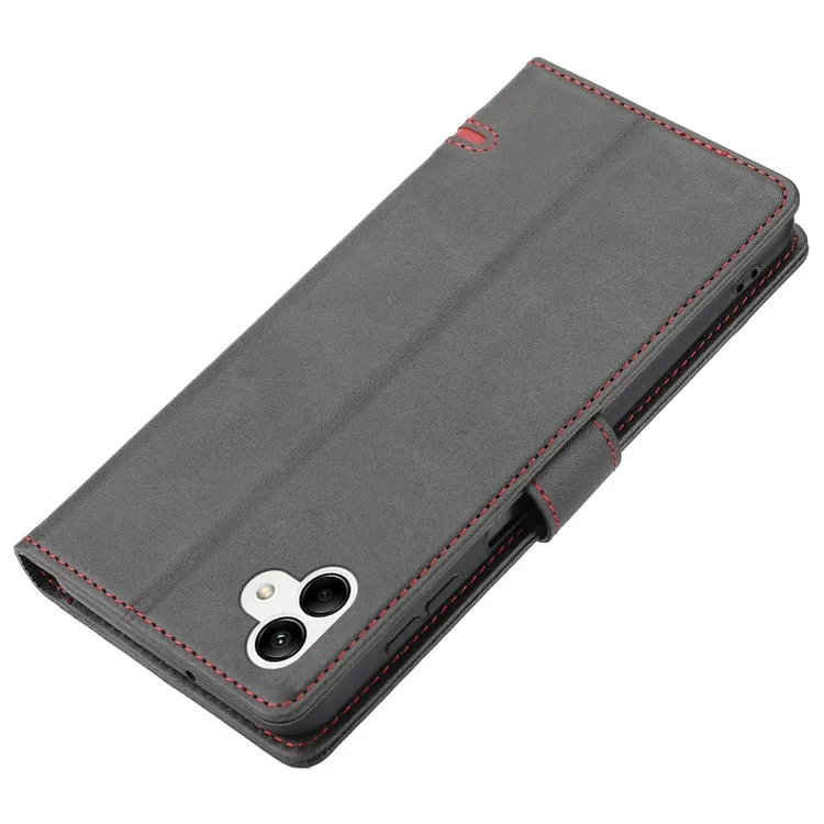 Pour Samsung Galaxy A04e 4G / F04 4G / M04 4G Horizontal Line PU Leather Flip Stand Case Wallet Cover - Black