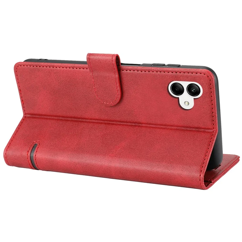 Para Samsung Galaxy A04e 4G / F04 4G / M04 4G Horizontal Line PU Leather Flip Stand Case Wallet Cover - Vermelho