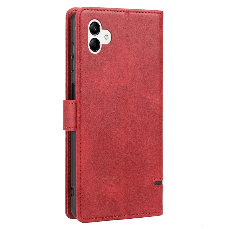 Para Samsung Galaxy A04e 4G / F04 4G / M04 4G Horizontal Line PU Leather Flip Stand Case Wallet Cover - Vermelho