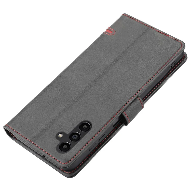 For Samsung Galaxy A14 4G / 5G Horizontal Line Anti-drop Wallet Cover PU Leather Flip Stand Case - Black