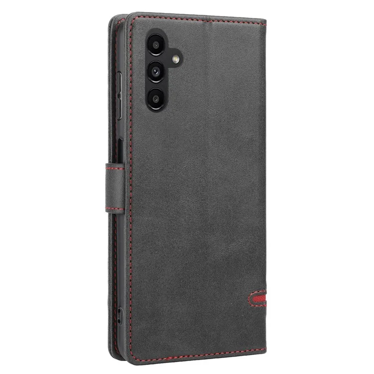 For Samsung Galaxy A14 4G / 5G Horizontal Line Anti-drop Wallet Cover PU Leather Flip Stand Case - Black