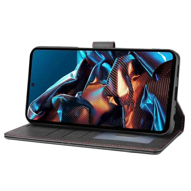 For Xiaomi Redmi Note 12 Pro 5G / 12 Pro Speed 5G / Poco X5 Pro 5G Horizontal Line Stand Wallet Leather Cover - Black
