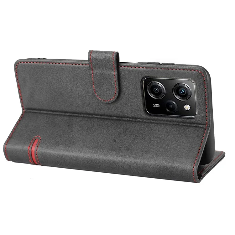 For Xiaomi Redmi Note 12 Pro 5G / 12 Pro Speed 5G / Poco X5 Pro 5G Horizontal Line Stand Wallet Leather Cover - Black