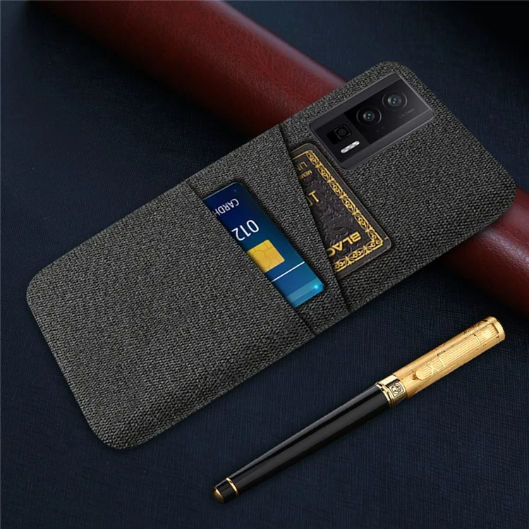 Pour Xiaomi Poco F5 Pro 5G / Redmi K60 Pro 5G / K60 5G, étui de protection en PC dur + chiffon avec 2 fentes pour cartes - Noir