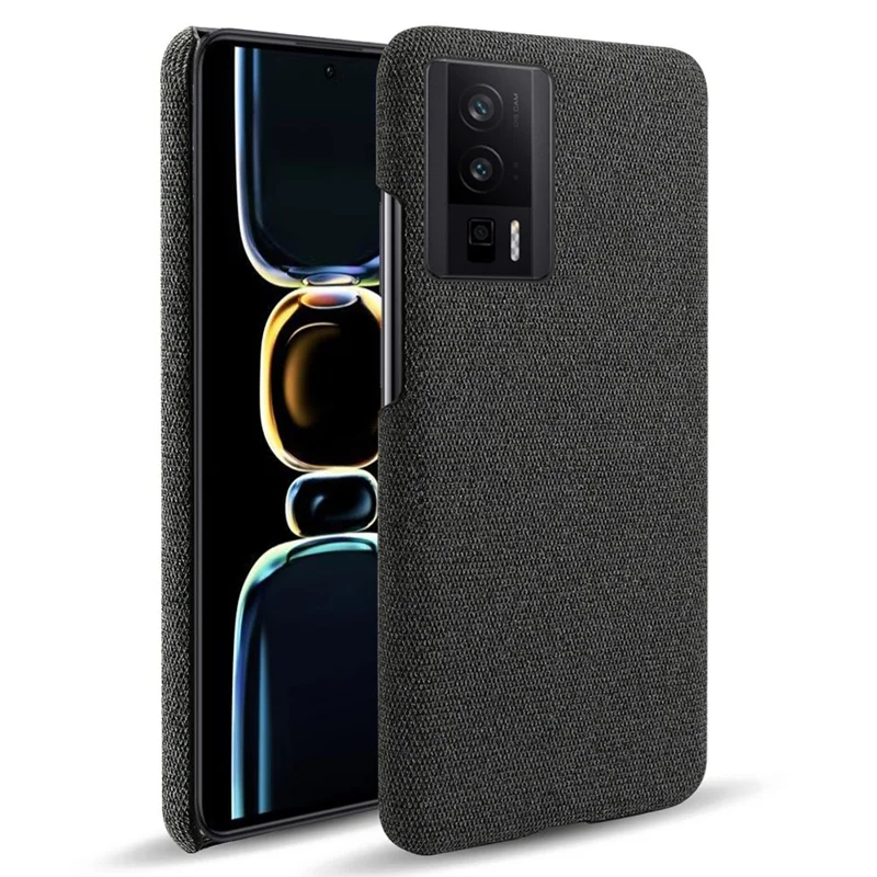 Für Xiaomi Poco F5 Pro 5G / Redmi K60 Pro 5G / K60 5G Handyhülle, einfarbig, stoßfest, Hart-PC + Stoff-Handyhülle - Schwarz