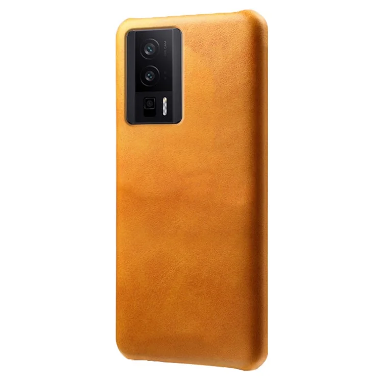 Per Xiaomi Poco F5 Pro 5G / Redmi K60 Pro 5G / K60 5G Custodia per telefono in PC rivestito in pelle PU Texture vitello Antiurto - Arancione