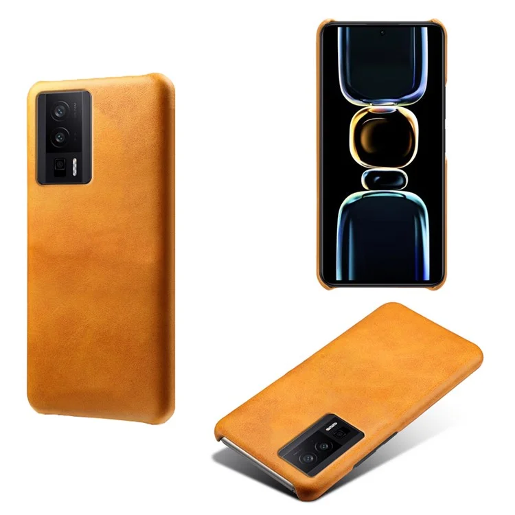 Per Xiaomi Poco F5 Pro 5G / Redmi K60 Pro 5G / K60 5G Custodia per telefono in PC rivestito in pelle PU Texture vitello Antiurto - Arancione