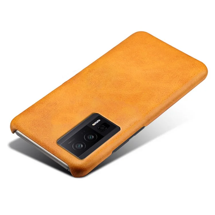 Per Xiaomi Poco F5 Pro 5G / Redmi K60 Pro 5G / K60 5G Custodia per telefono in PC rivestito in pelle PU Texture vitello Antiurto - Arancione