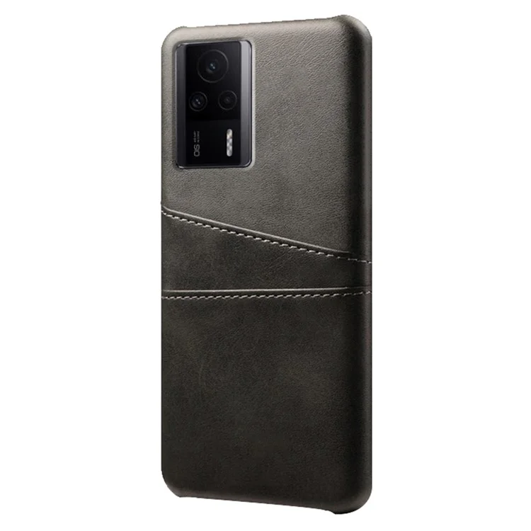 Für Xiaomi Redmi K60E 5G-Handyhülle mit 2 Kartenschlitzen, Tasche, PU-Leder + harter PC-Schutzhülle - Schwarz