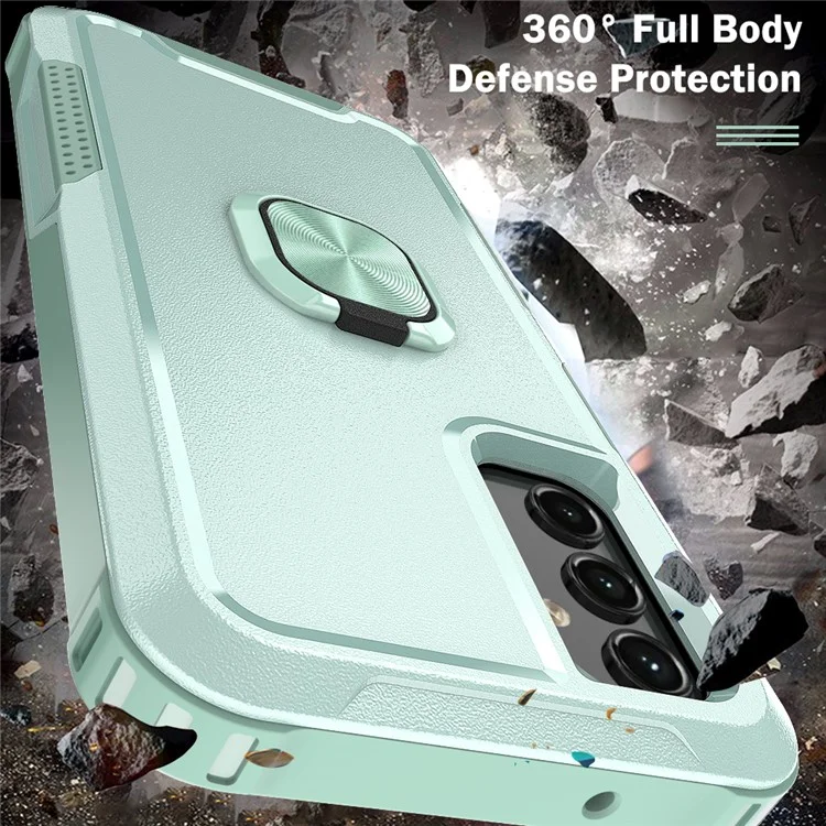 Per Samsung Galaxy A54 5G Rotatable Ring Kickstand Phone Case PC + Silicone Anti-scratch Cover - Verde