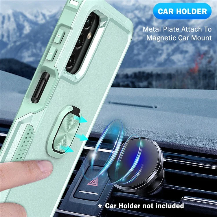 Per Samsung Galaxy A54 5G Rotatable Ring Kickstand Phone Case PC + Silicone Anti-scratch Cover - Verde