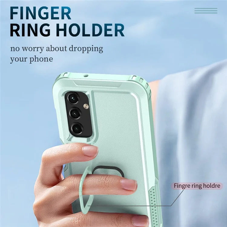 Per Samsung Galaxy A54 5G Rotatable Ring Kickstand Phone Case PC + Silicone Anti-scratch Cover - Verde