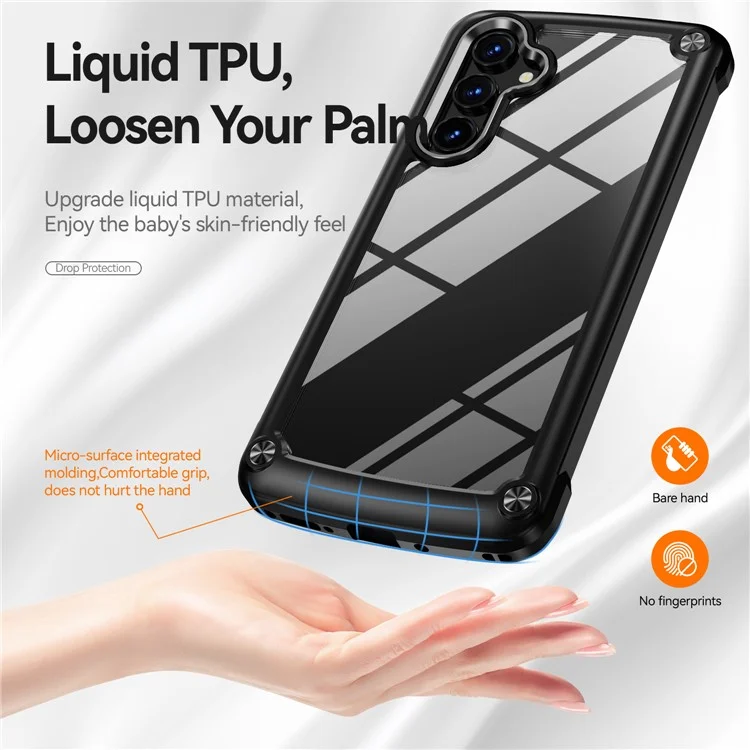 For Samsung Galaxy A34 5G Alloy Lens Frame Drop-proof Phone Case PC+TPU Hybrid Back Cover - Black