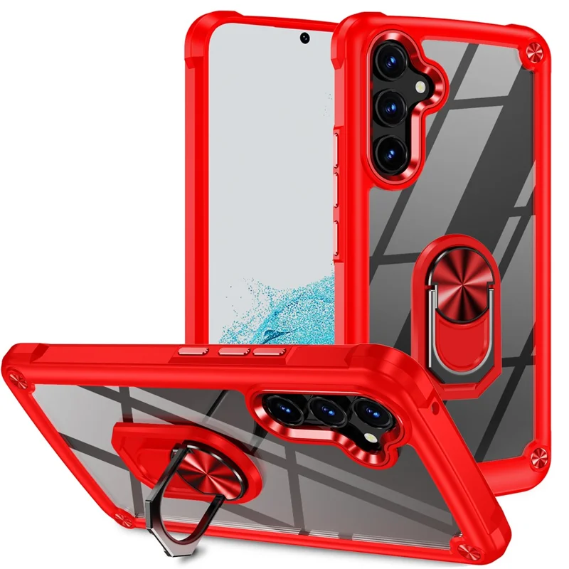 Para Samsung Galaxy A54 5G Anel Kickstand Phone Case Alloy Lens Frame PC + TPU Protective Cover - Vermelho