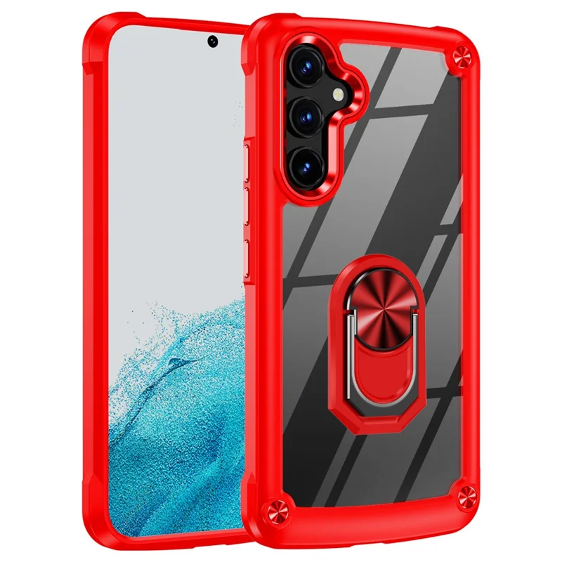 Para Samsung Galaxy A54 5G Anel Kickstand Phone Case Alloy Lens Frame PC + TPU Protective Cover - Vermelho
