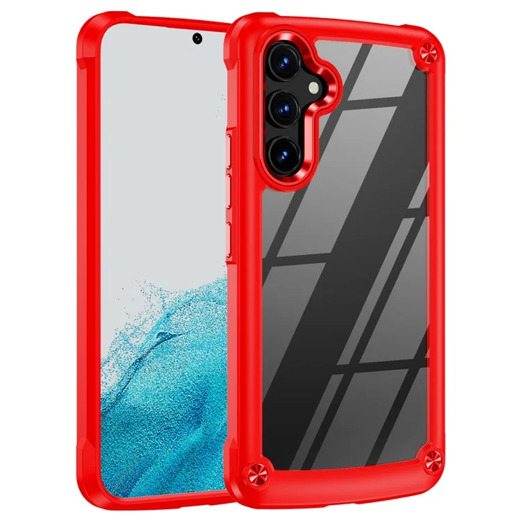 Pour Samsung Galaxy A54 5G Alloy Lens Frame Phone Case PC+TPU Electroplating Drop-proof Cover - Red