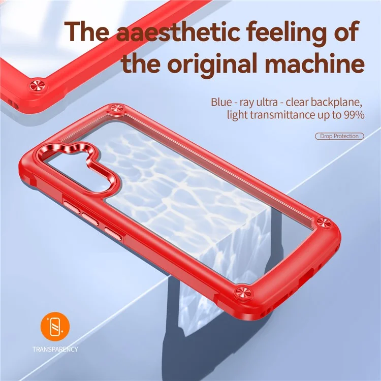 Pour Samsung Galaxy A54 5G Alloy Lens Frame Phone Case PC+TPU Electroplating Drop-proof Cover - Red