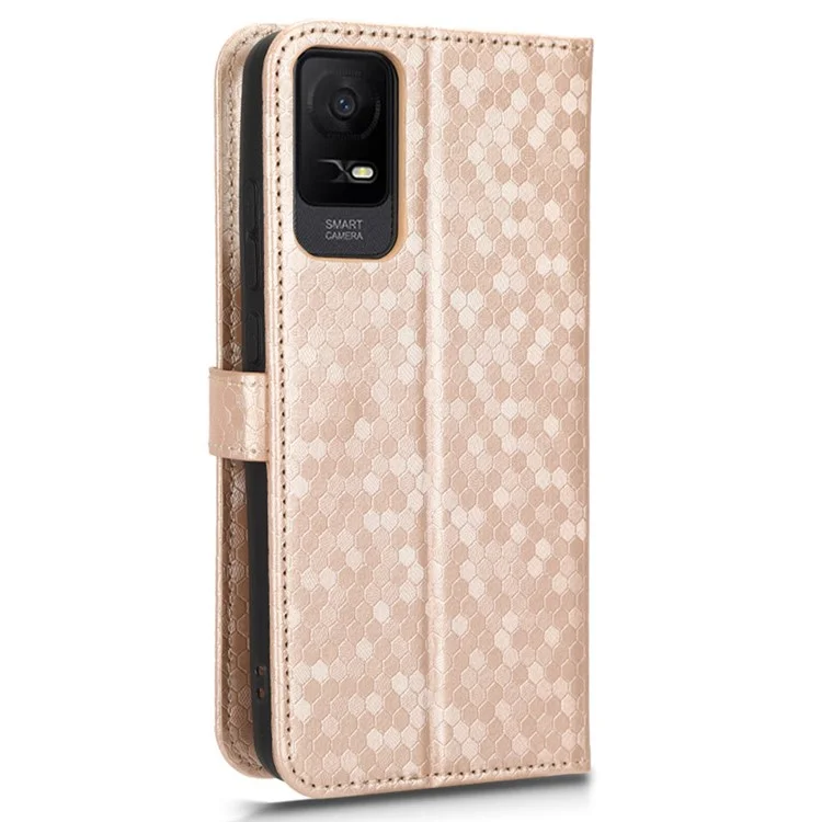 Para TCL Ion X PU Leather Stand Wallet Phone Case Dot Pattern Imprinted Smartphone Cover - Rose Gold