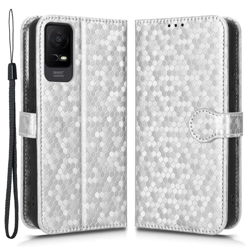 Para o Caso do Telefone da Carteira do Suporte de Couro PU da TCL Ion X - Prata