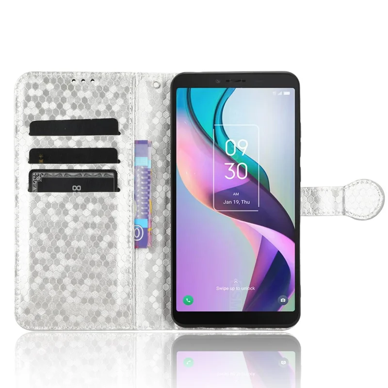 Para o Caso do Telefone da Carteira do Suporte de Couro PU da TCL Ion X - Prata