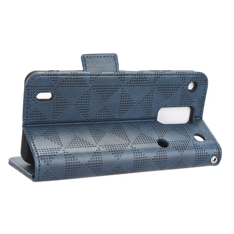 Custodia Portafoglio per ZTE Blade A32, Cover a Libro in Pelle Impresso Triangolo Anti-Caduta, con Supporto - Blu