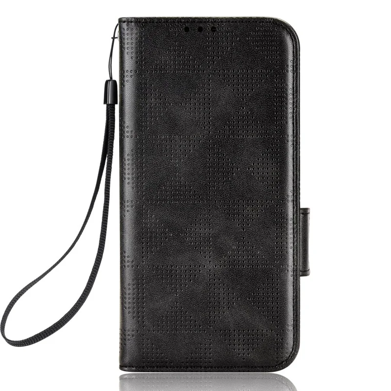 Wallet Phone Case for ZTE Blade A32 Leather Flip Cover Imprinted Triangle Anti-Drop Phone Shell with Stand - Black