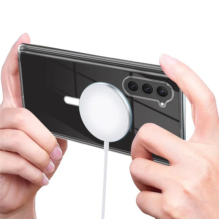 Schlanke Hülle für Samsung Galaxy S23 Case kompatibel mit MagSafe, klare Acryl-TPU-Hybrid-Handyhülle