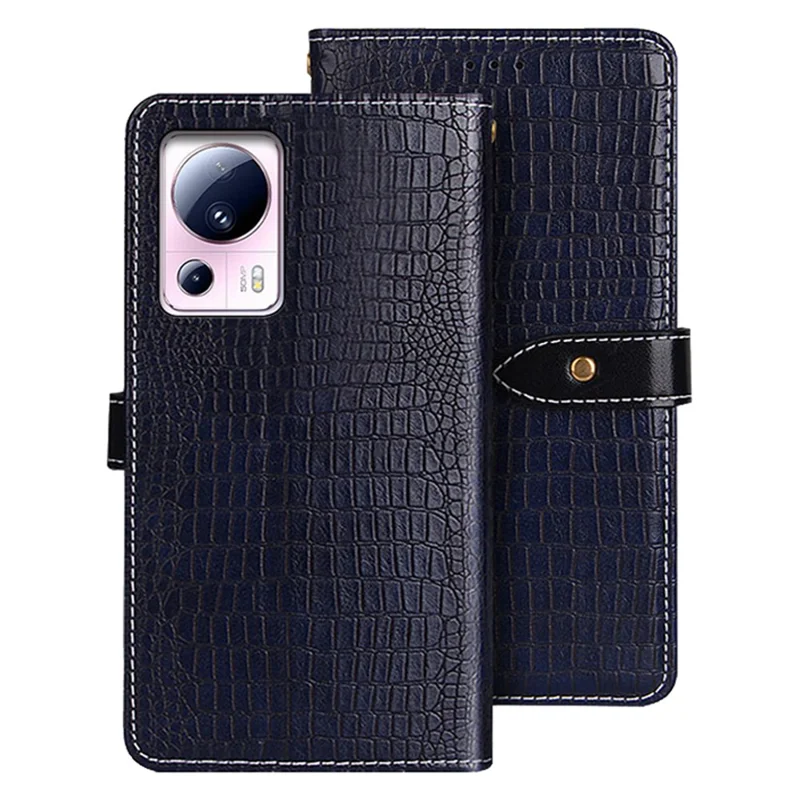 IDEWEI Para Xiaomi 13 Lite / Civi 2 5G Carteira Caso de Telefone à Prova de Queda Flip Leather Crocodile Texture Stand Phone Cover - Azul